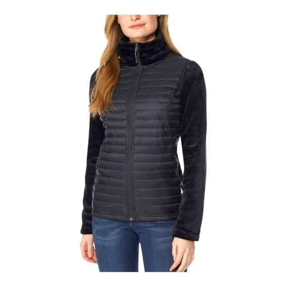 Small 32 Degrees Black Jacket Faux Fur Puffer Jacket Long Sleeve Down Feather - Picture 1 of 10